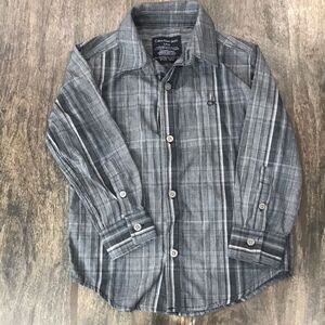 Calvin Klein Jeans Boys Button-down Top, S/P 4, Black & White